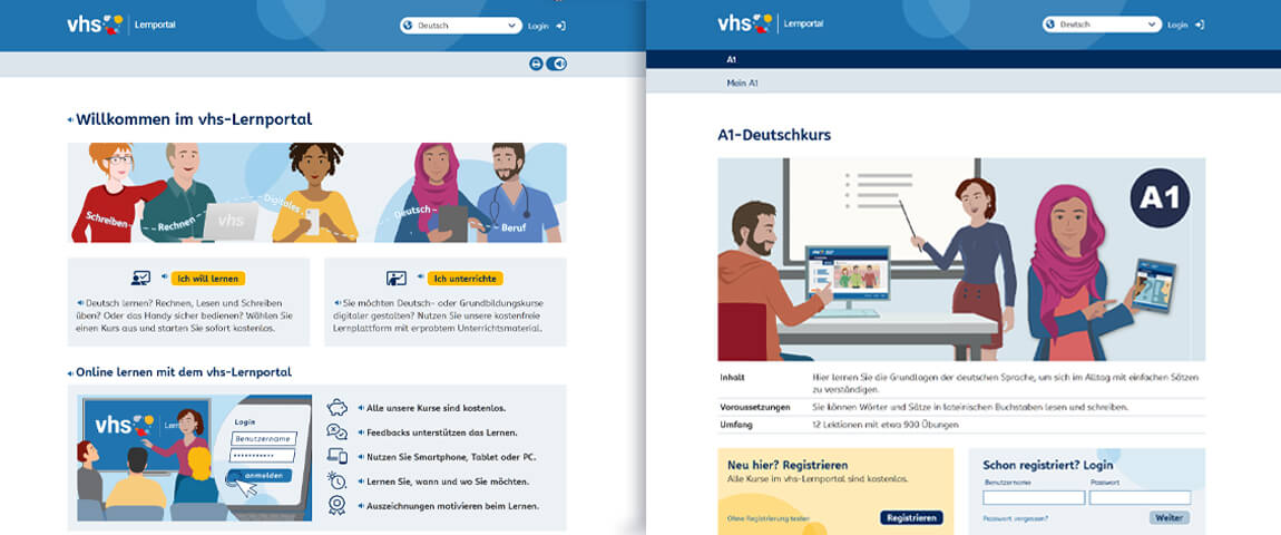 vhs-Lernportal und Deutschkurs A1